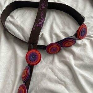Desigual Brown Belt with Purple and Orange Accents